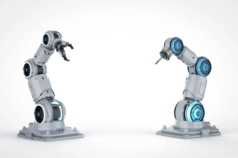 Illustration zweier industrieller Roboterarme